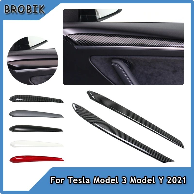 

BROBIK For Tesla Model 3 Model Y 2021 Interior Door Trims Car Modification Decorative Accessories