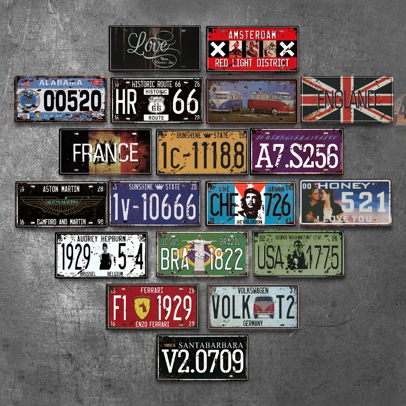

Retro iron license plate Putuo Decoration Movie License Plate License Plate Living Room Door Bar Cafe Wall Decoration
