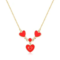cute heart necklace with ink charm colorful choker rose gold pendant for womens girls wife valentine