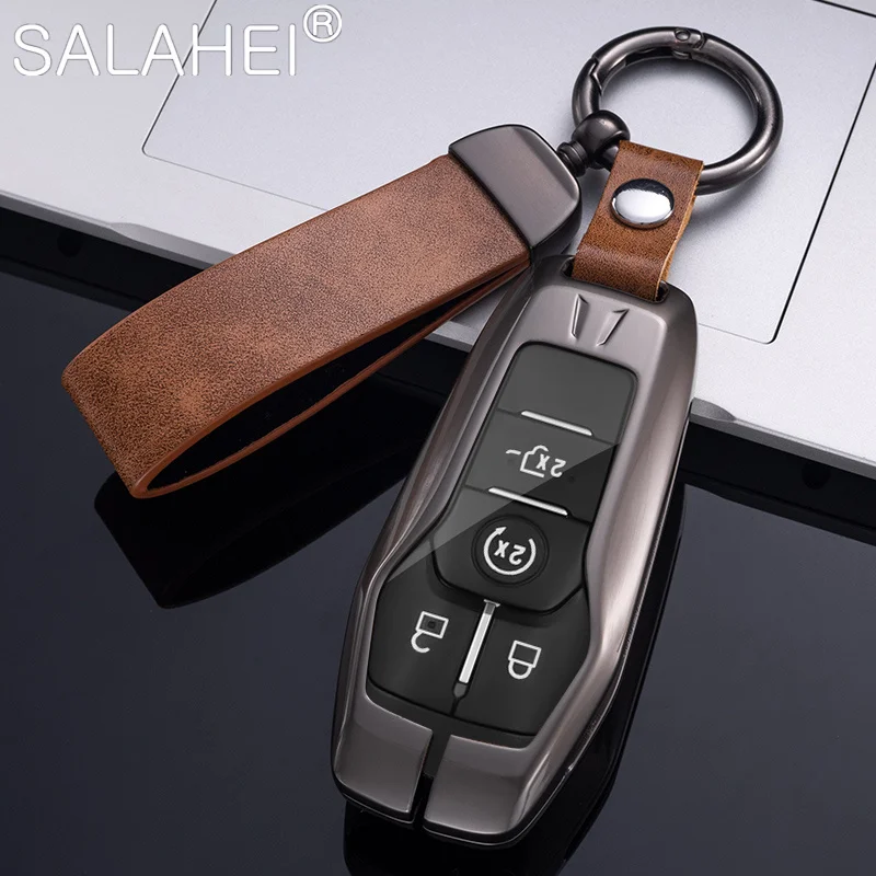 

Zinc Alloy Leather Car Key Case For Ford Fiesta Focus 345 Mondeo Ecosport Kuga ST Mustang F-150 Explorer Edge Ranger S C Max Mk3