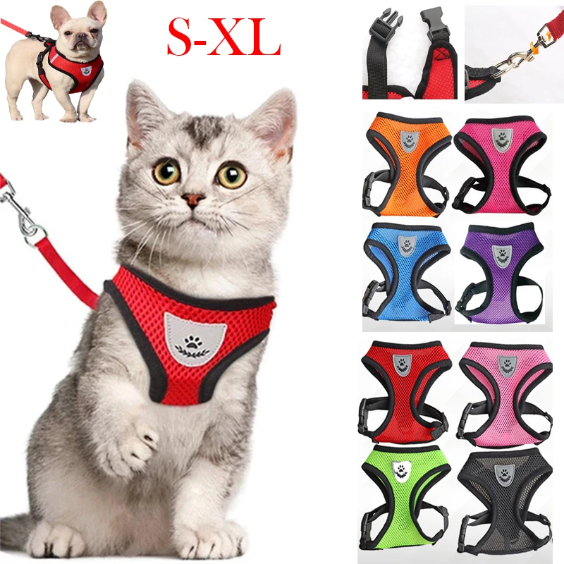 

Adjustable For Polyester Small Lead Pet Dogs Harness Dog Harness Leash Vest Mesh Cat Walking Medium Puppy For Accessories Collar