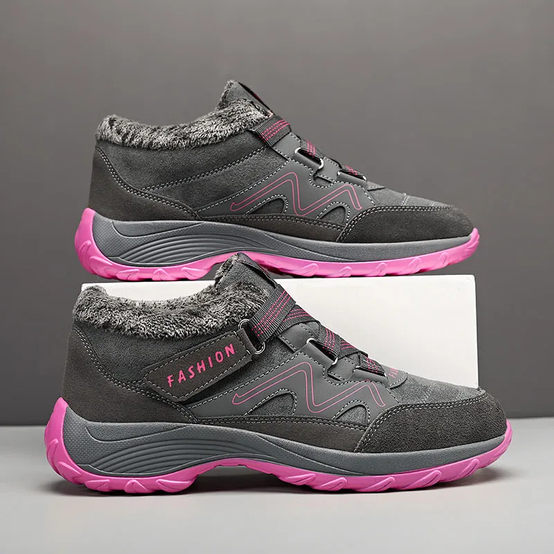 Winter Walking Shoes Men Women Sneakers Plush Warm Hoop Loop Cozy Shoes Nonslip Couple Footwear Size 35-45