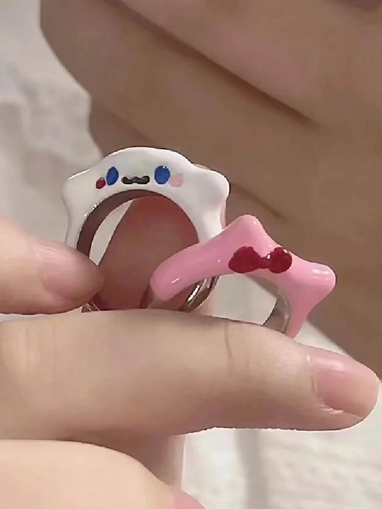 2 шт. кольцо Hello Kitty для женщин аниме мультяшный кавайный Коричный палец ювелирные