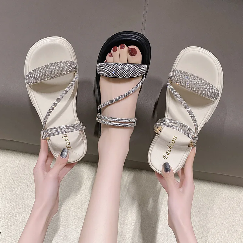 

Slippers Casual Summer Women's Shoes Shale Female Beach Slides Jelly Flip Flops Platform Pantofle Low Luxury Sabot Glitter 2023