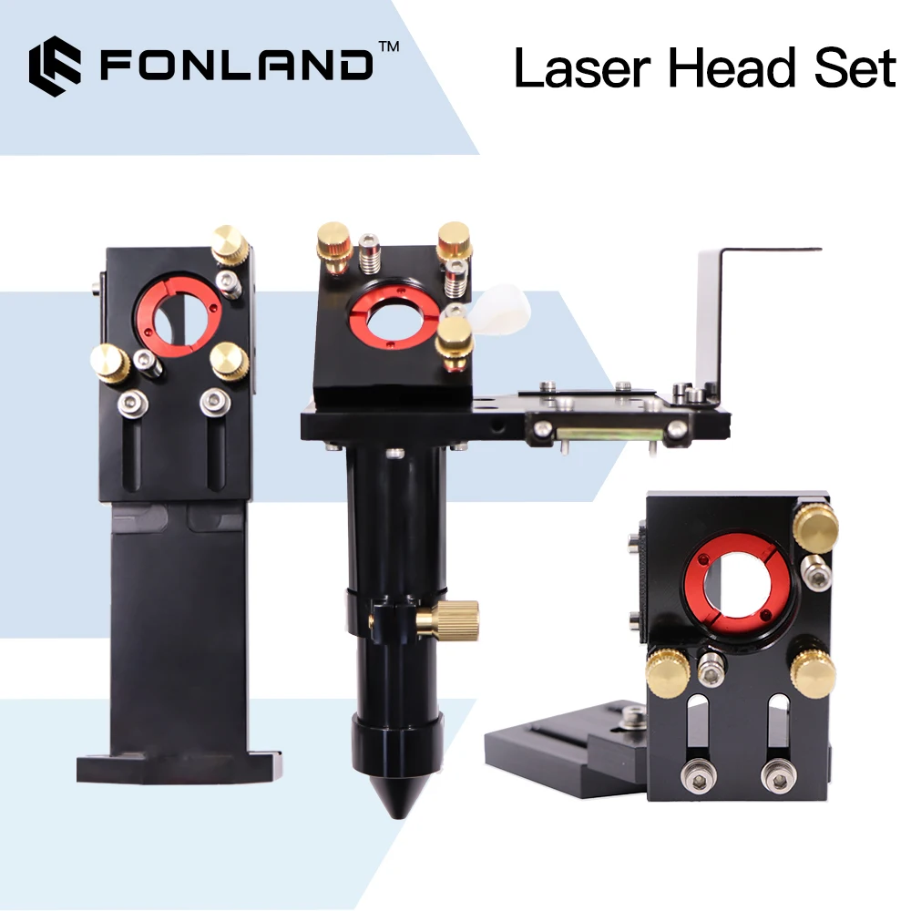 FONLAND CO2 Laser Head Set Lens Dia.20 FL50.8/63.5/76.2/101.6mm Integrative Mount Dia.25 Mirror for Laser Cutting Machine