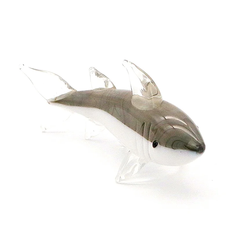 

Gray Murano Glass Shark Art Figurine Miniature Handmade Cute Vivid Sea Animal Crafts Ornaments Aquarium Decor Charms Accessories