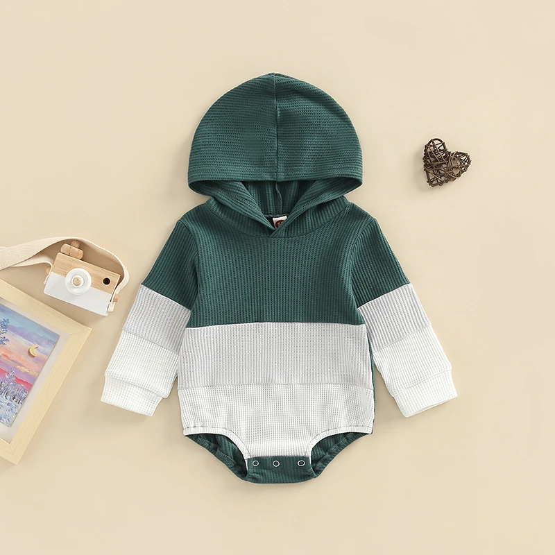 

Baby Boys Girls jumpsuit Newborn Autumn Rainbow Hooded Romper Long sleeve Bodysuit Cotton Baby Clothes