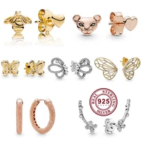 2020 new 925 %d1%81%d0%b5%d1%80%d1%8c%d0%b3%d0%b8 silver earrin butterfly plum bee lion crystal high quality pan earrings for women wedding fashion jewelry