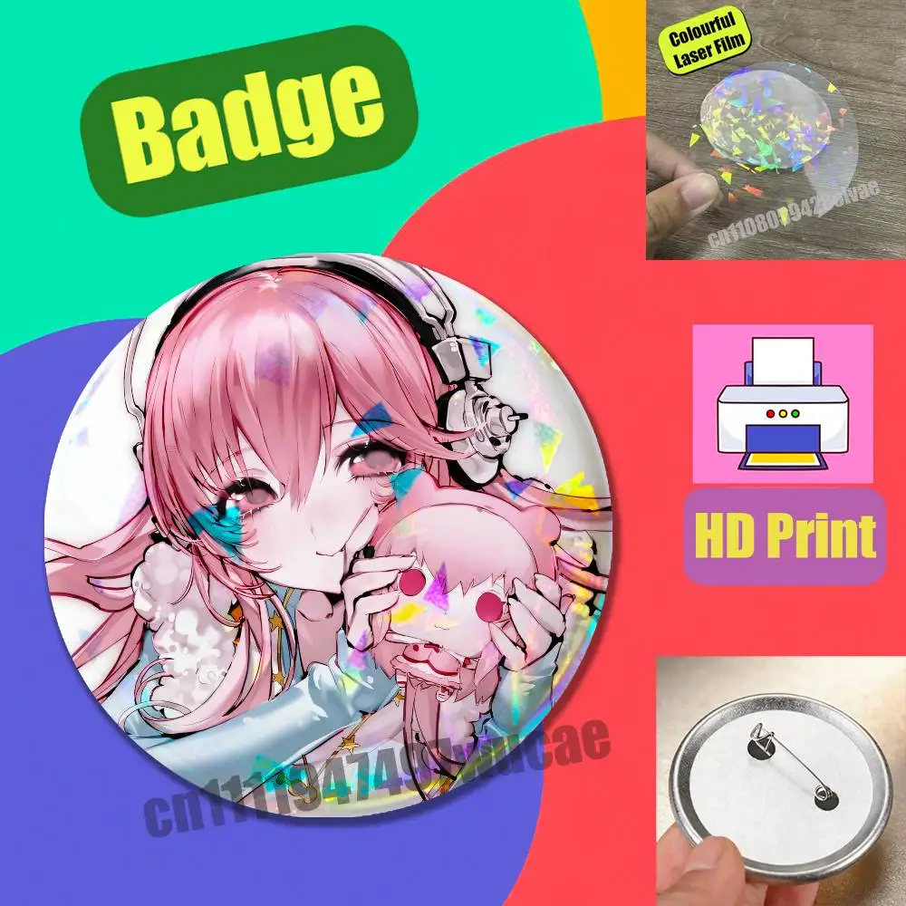 Для значка Super Sonico: индивидуальный значок-эмблема, декоративная нашивка, 32 мм, 25 мм, кнопка, лазерная пленка. (art.: 3920dcd264eba) - 3920dcd264eba