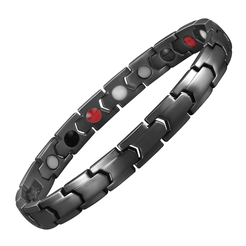 

Black Gun Plated Titanium Steel Bracelets for Women Bio Elemenets Energy Negative ION FIR Germanium Bangles Bracelets