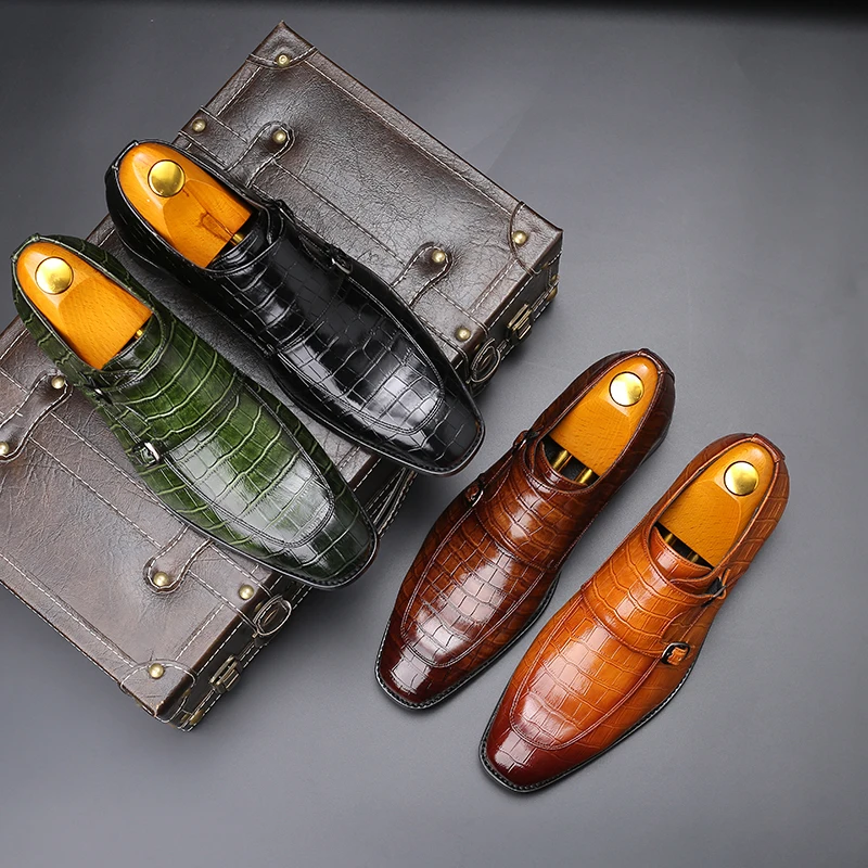 

2023 Men Dress Shoes Personality Trend Party Leather Wedding Shoes Men Flats Leather Oxfords Formal