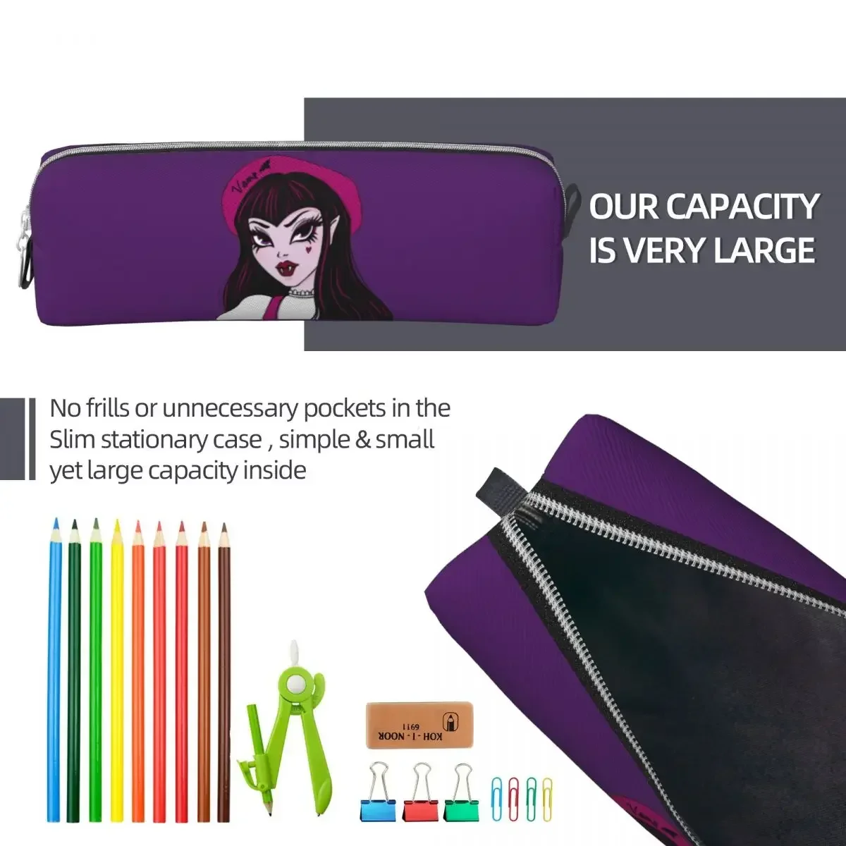 Kawaii Draculaura мультфильм пенал высокая коробка для девочек и мальчиков большая