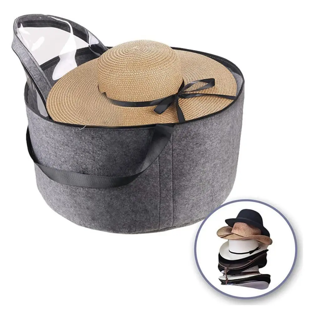 

Hat Box Large Capacity Foldable Dust-Proof Hat Storage Bag with Visible Window for Man Women Hat Travel Home Dorm Storage W5T0