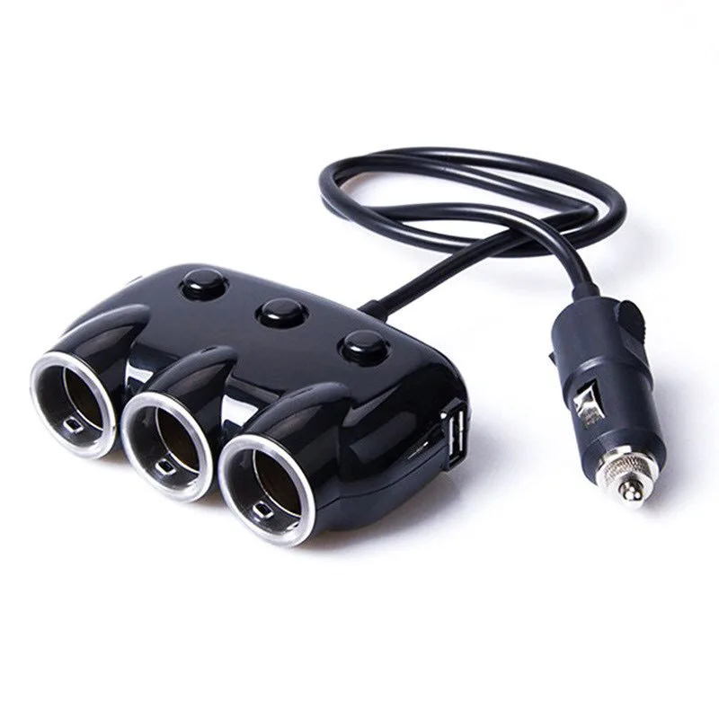 

Двойной автомобильный прикуриватель, 3-сторонний Usb-порт, Универсальный автомобильный адаптер, гнездо 120 Вт, Адаптер выходной мощности А, быс...