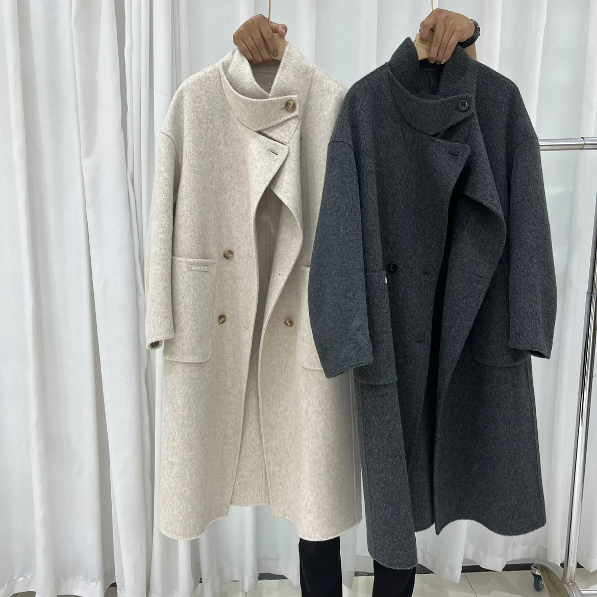 23 новое двустороннее кашемировое пальто с воротником-стойкой верхняя одежда