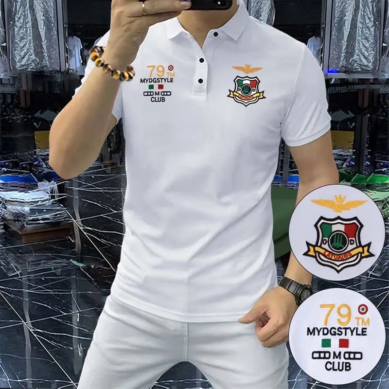 Футболка-поло мужская с воротником лацканами модный топ короткими рукавами и