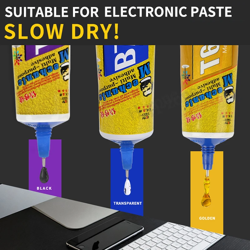 

Многоцелевой клей MECHANIC T6000 110 мл, золотистый клей для экрана, герметик для замены сенсорного экрана, инструмент для ремонта