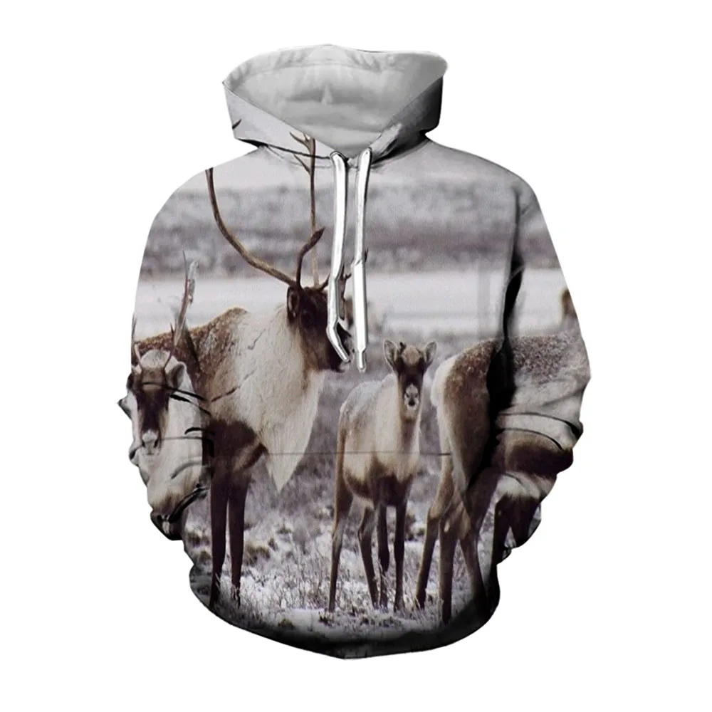 

Jumeast Christmas Reindeer Hoodies For Men Nature Animal Baggy Hooded Sweatshirts Men's Hoodie Unisex Streetwear Clothing Tops