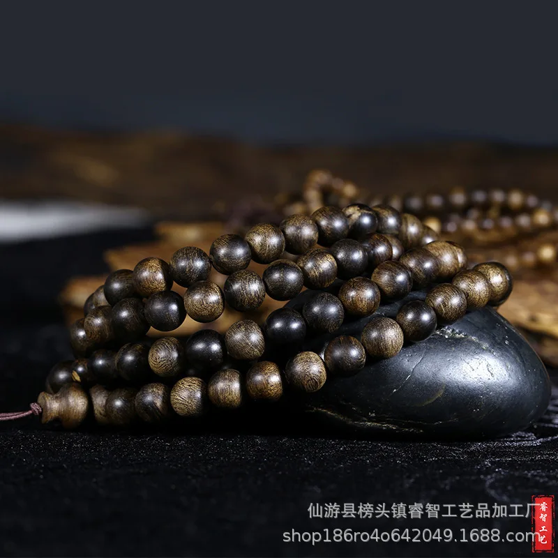 Натуральный браслет из агарового дерева 108 бусин старый материал тонущий высокое