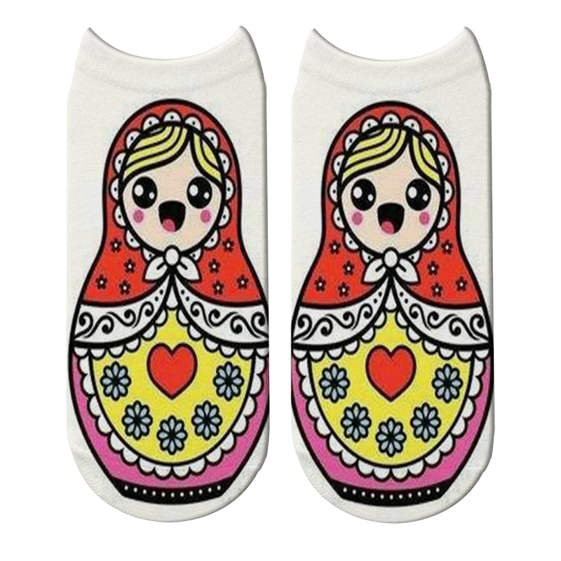 New 3D Printed Cute Matryoshka Doll Design Ankle Socks Men Women Kawaii Russian Nesting Dolls Babushka Pattern Socks wholesale images - 6