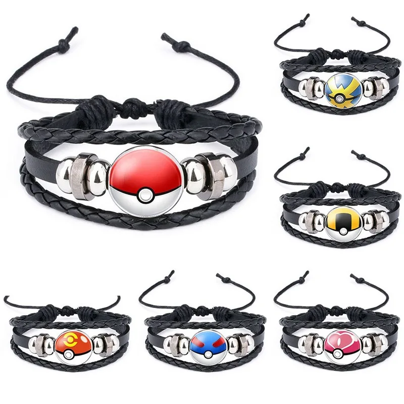 

Anime Pokemon Ball Woven Bracelet Cosplay Annime Figures Pikachu Poke Ball Model Wristband Pokemon Jewelry Party Kid Kawaii Gift