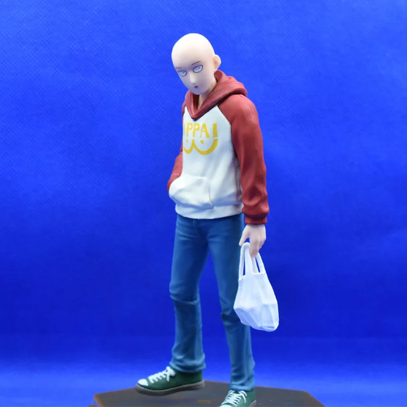

1pcs 18cm One Punch Man Anime Figure One Punch Man Saitama OPPAI Hoodie Action Figure Collection Model Doll Toys