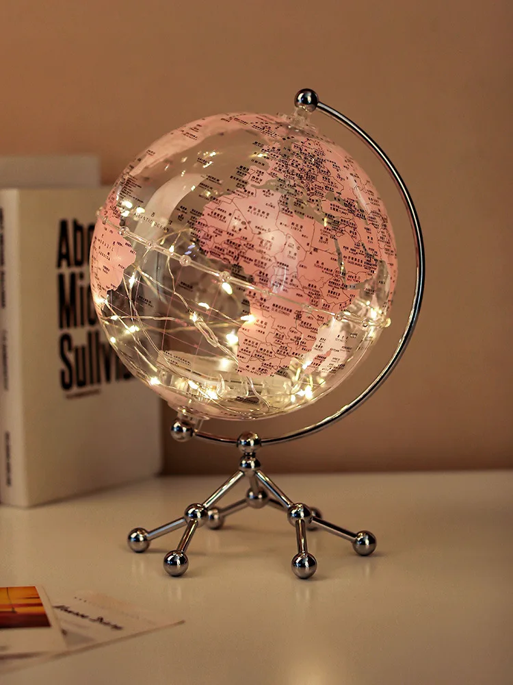 

Creative Globe Transparent Metal Moon Lamp Nordic Light Luxury Office Home Decorations Home Decoration Birthday Gift with Lights