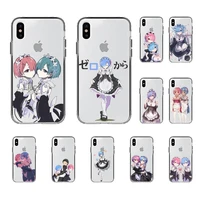 re zero ram rem anime phone case for iphone 11 12 13 mini pro xs max 8 7 6 6s plus x 5s se 2020 xr clear case