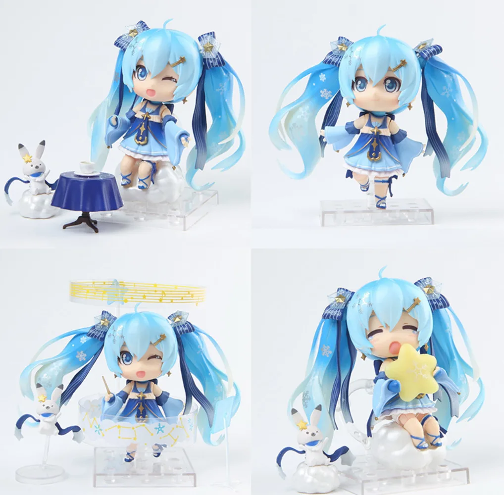 

Bandai Аниме Hatsune Miku фигурки Голубая девушка улыбка Снежная принцесса мульти-аксессуары вокальная модель певицы коллекционные игрушки подаро...
