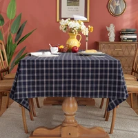 plaid decorative tablecloth rectangular table cloth table cover table map towel navy blue gird tablecloth for table mantel mesa