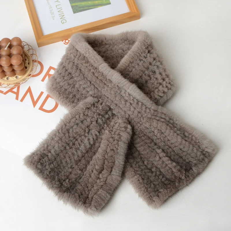 2024 женский теплый вязаный шарф из 100% натурального меха норки зимний шарфы