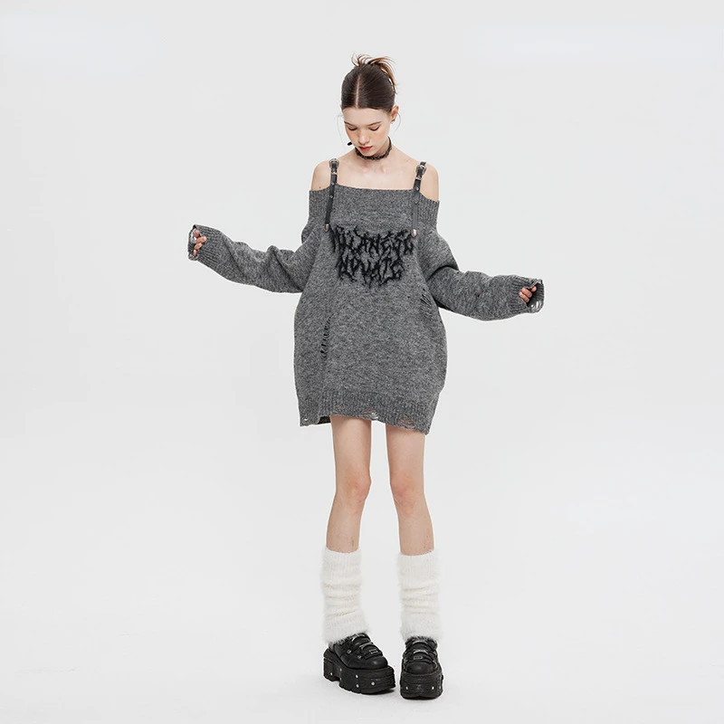 Осенне-зимние модели ALSEY дизайнерский Женский пуловер на одно плечо свитер