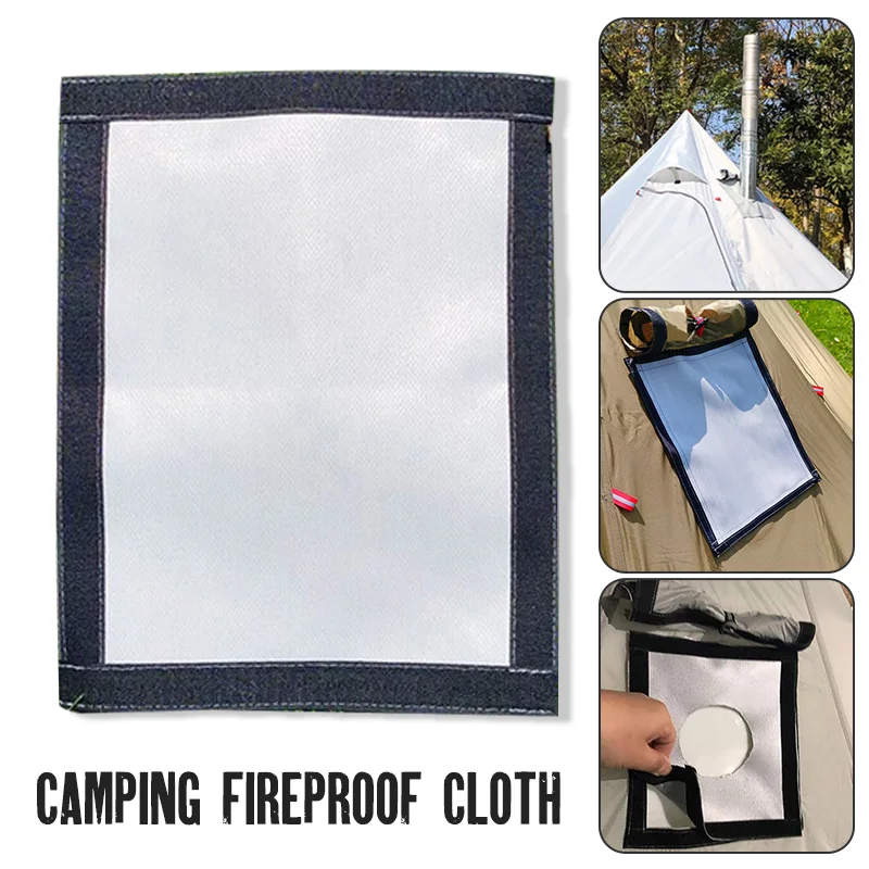 1pc 32x25cm Camping Tent Fireproof Cloth Anti-scalding Protector High-temperature Resistance Chimney Pipe Vent Welding Blanket