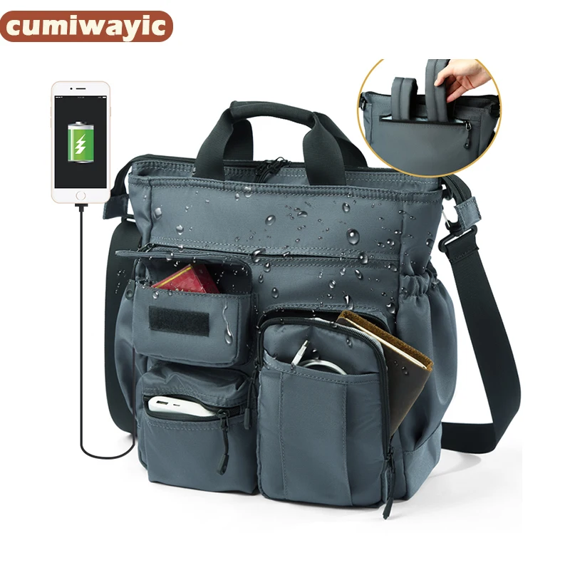 

Многофункциональная модная сумка-мессенджер через плечо, повседневный деловой портфель для мужчин, вместительный дорожный рюкзак с USB-портом