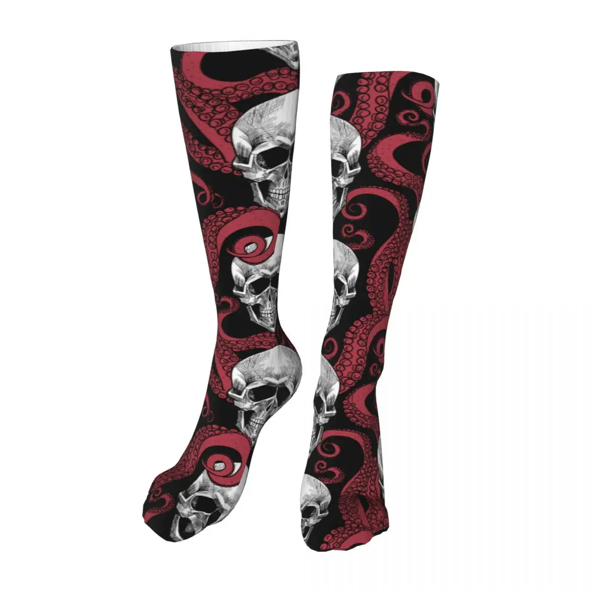 

New Compression Socks Crossfit Socks Skull And Red Octopus Tentacles Outdoor Sports Running Women Men Nursing High Stockings