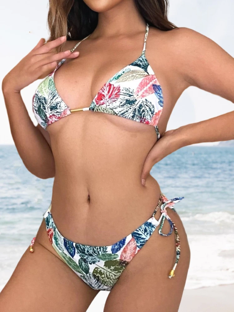 

Sexy Print Push Up Bikini Set Rear Tie Swimsuit Women Swimwear Two Pieces Biquini Micro Bathing Suit Mujer Biquine Brasileiro