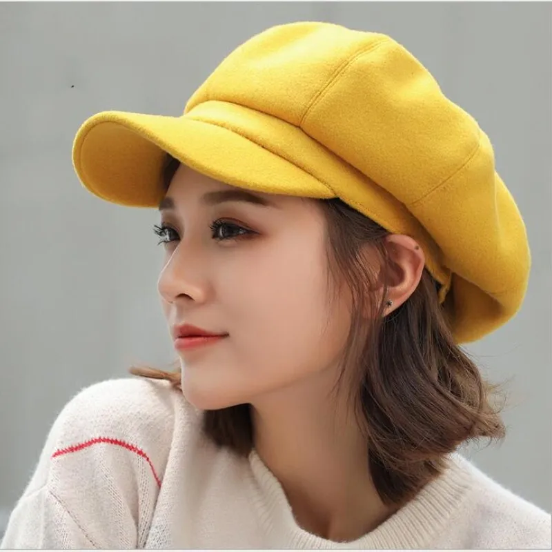 

Retro Women Beret Warm Wool Winter Beanie Hat Plain Beret Solid Color Elegant Ladies Winter Hat Pumpkin Hat Woolen Painter Hat