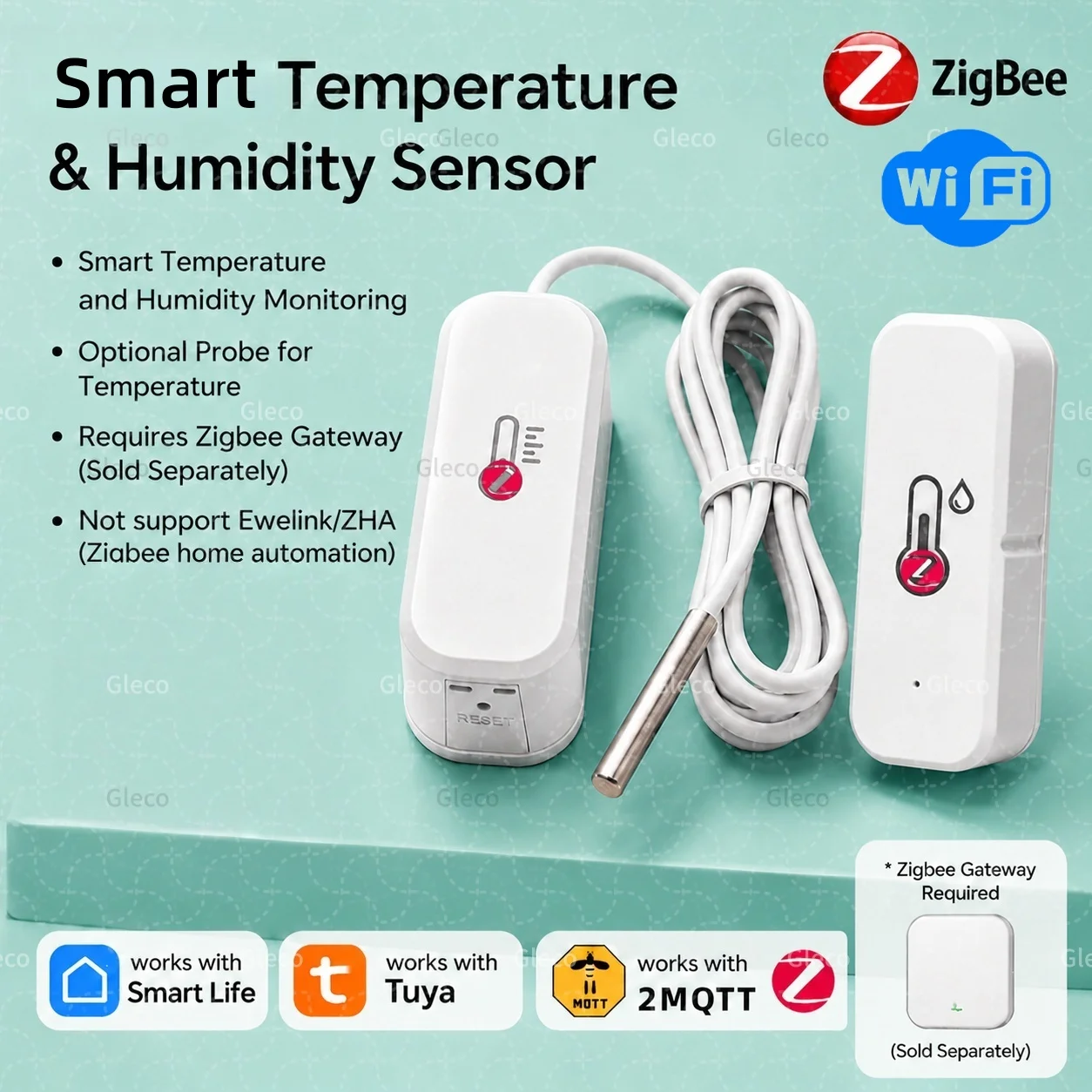 Фото Датчик температуры и влажности Zigbee/Wi-Fi (опционально с TUYA Smart Life и Zigbee2mqtt) для домашней автоматизации №1
