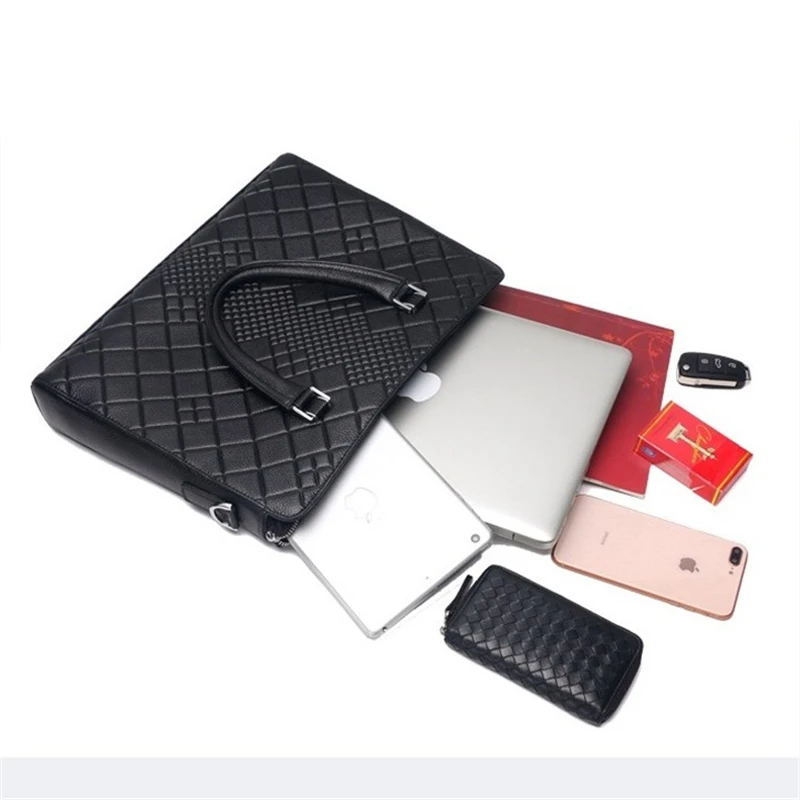 Fashion Brand Men's Genuine Leather Laptop Briefcase Business 14inch Male Shoulder Messenger Bag Designer Tote Computer Handbag
