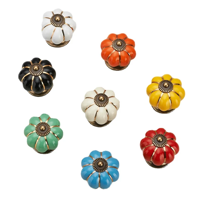 

Cabinet Handles with Screws Furniture Handles Pumpkin Ceramic Handles 40mm Drawer Knobs Single Hole Closet Door Handles