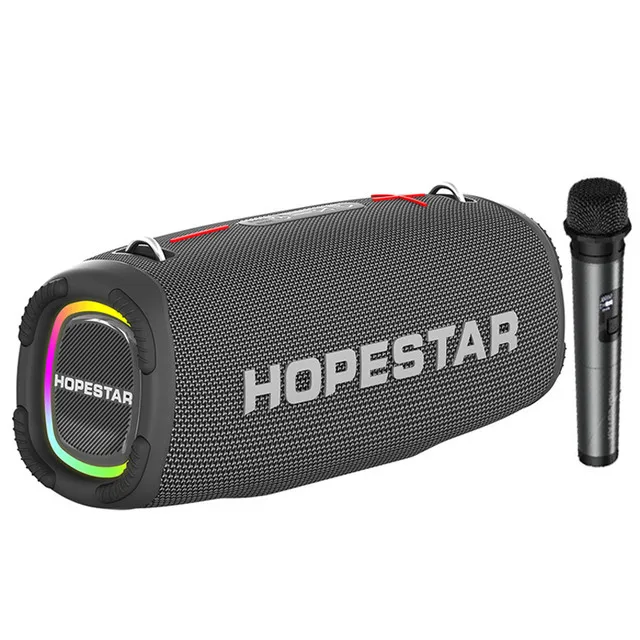 Фото Портативная перезаряжаемая колонка Hopestar Mini с сабвуфером, мощным звуком и дисплеем, для вечеринок на открытом воздухе и домашнего использования №1