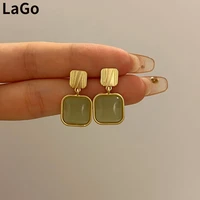 s925 needle fashion jewelry geometric earrings 2022 new trend vintage green resin drop earrings for celebration gifts