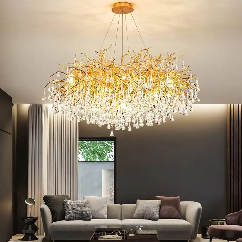 

Room Decor Led Art Chandelier Pendant Lamp Light Modern Crystal Luxury Dining Crystal Hanging Living Decoration Bed Lustre
