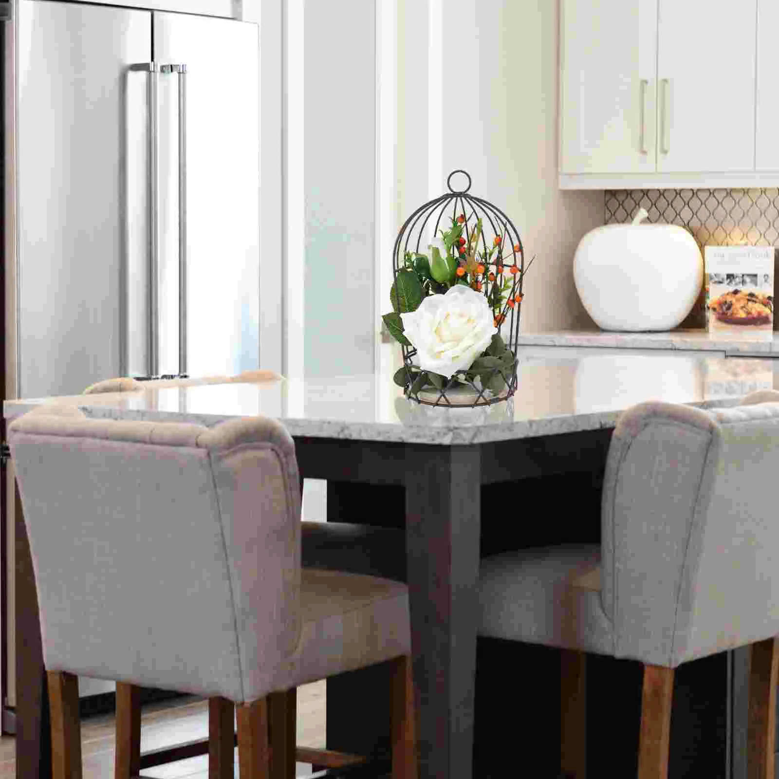 

1Pc Dining Flower Holder Bird Cage Tealight Holder Fake Flowers Bird Cage Hanging Candle Holder Birdcage Centerpieces for Tables