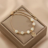 luxury nature hetian jade jewelry bracelet anniversary girlfriend gift vintage lucky fortune valentines charms ins style