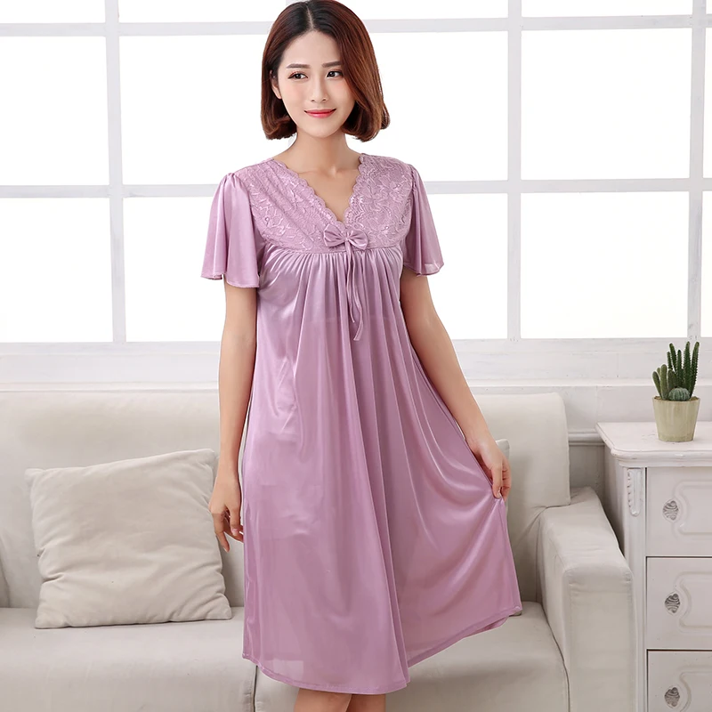 M-3XL Women Pijamas Night Dress Ladies Sleepwear Women Silk Nightgowns Sexy Sleepwear Sleeping Dress