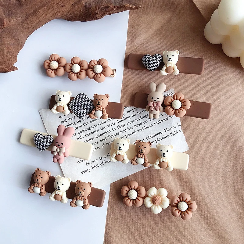 

Fashion Children Hairpin Toddler Hairclips Girls Bear Hairpins Cartoon Rabbit Hairband Korean 2023 Women Cute Kids Accessories