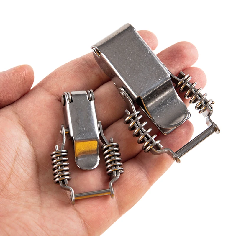 

Stainless Steel 304 Double Spring Hasp Hitch Adjustable Toolbox Toggle Elastic Latches Lock Hardware Accessories