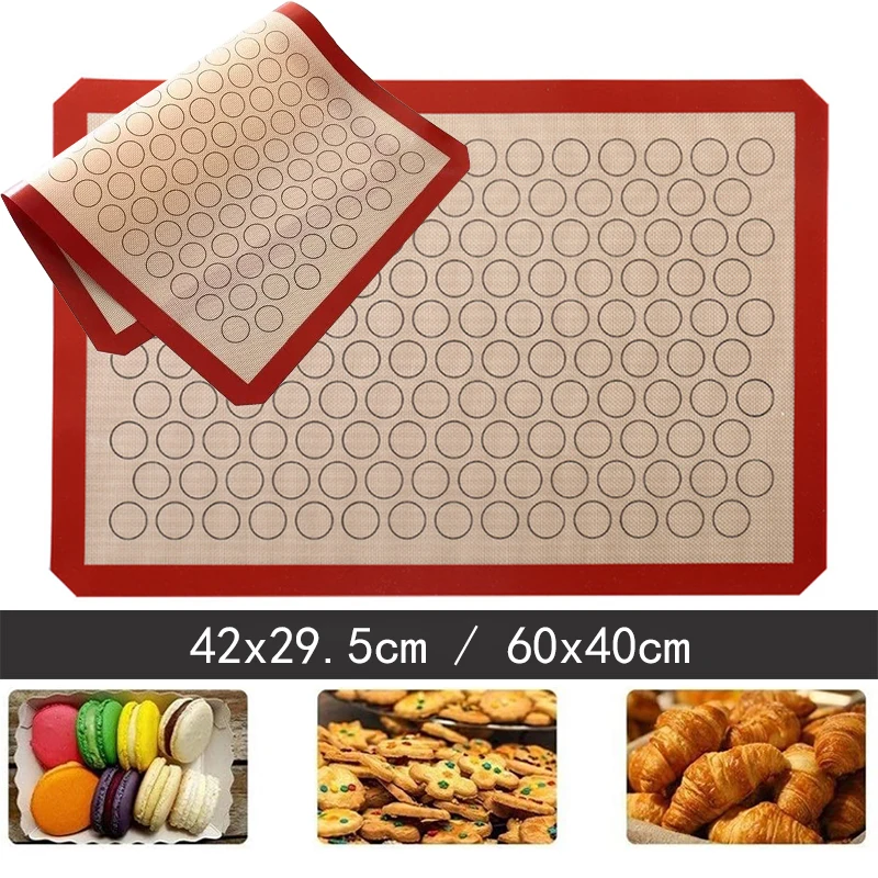 

Non-Stick Macaron Baking Mat Silicone Pad Oven Sheet Liner Cookie Bread Biscuits Baking Pastry Tool Large Size Rolling Dough Mat