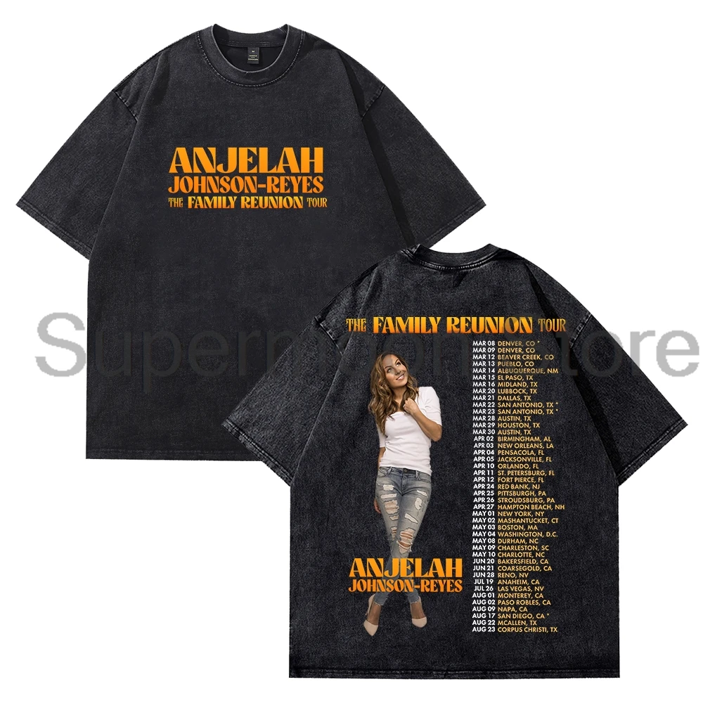 Фото Anjelah Johnson The Family Reunion Tour 2025, стираная футболка с круглым вырезом и короткими рукавами, хлопковая футболка для мужчин и женщин, уличная одежда, топы №2